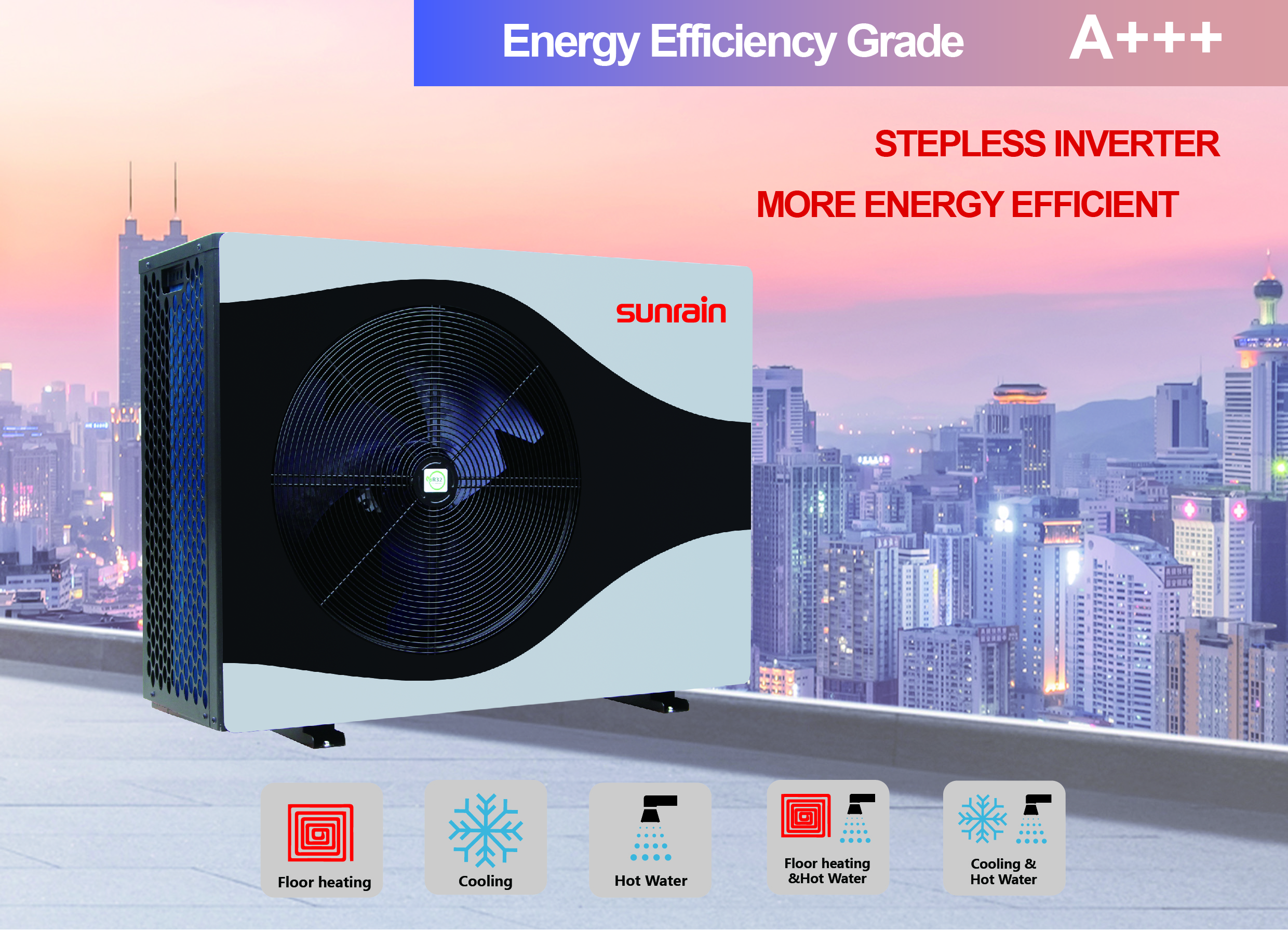 Sunrain heating, cooling and DHW heat pump